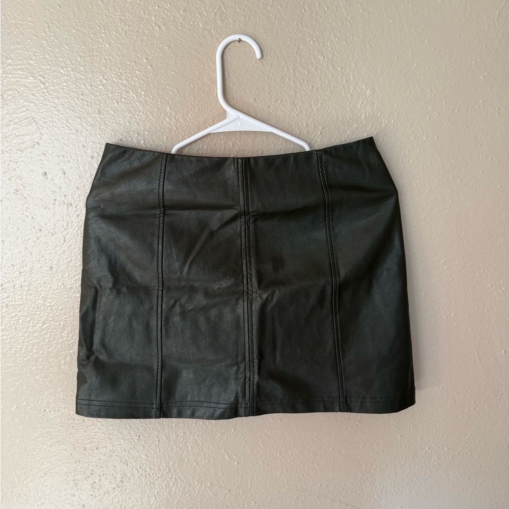 Alya Black Faux Leather Mini Skirt